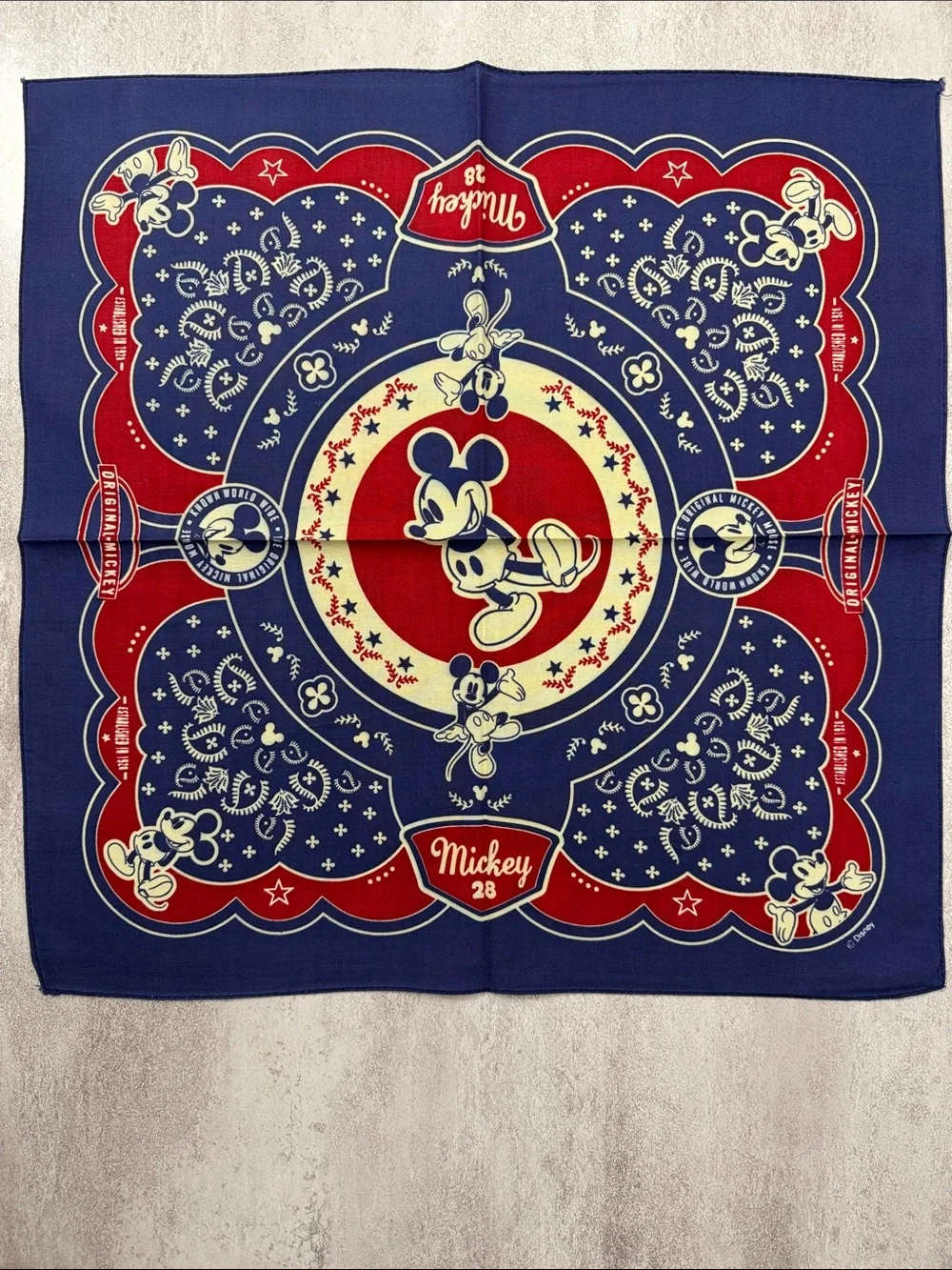 Disney Mickey Mouse Navy, Red & Cream Bandana Scarf